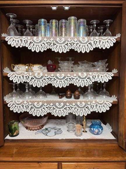 Mary Gregory painted blue vase, stemware, candle holders, pink bowl, 1907 souviner cup and more