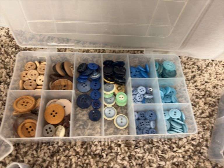 6 boxes of color sorted, assorted buttons