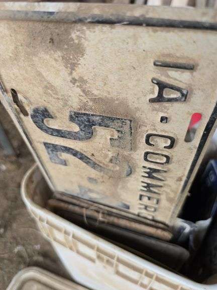 Bucket of license plates 50s and newer