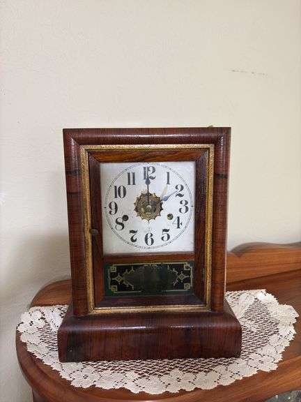 Antique Gilbert shelf clock 11 wide x 13 tall