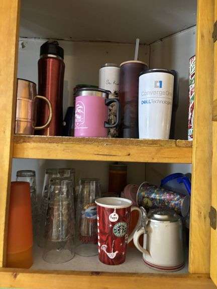 Glasses and cups, some plates and dishware