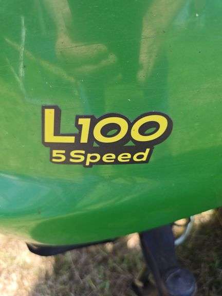 John Deere L100 riding mower 42" deck, SN 100Aa141171, hood broken, runs and mows