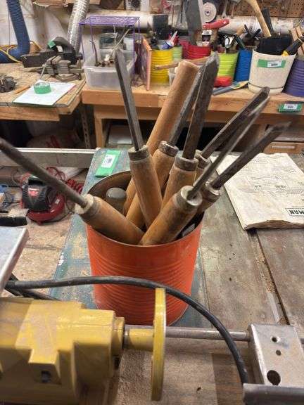 Shop mate lathe, and wood chisels