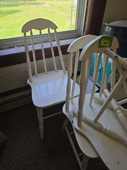 2 painted chairs and a 3rd one for spare parts