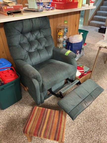 La-Z-Boy recliner and wood leg ottoman