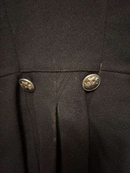 Size M military coat, buttons marked NFS