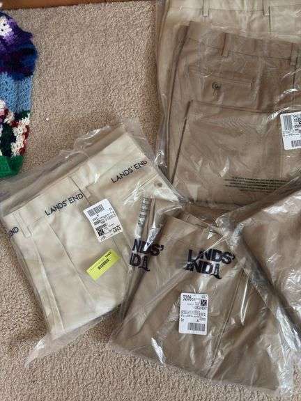 3 pr new Lands End Khaki slacks 42 x 32, 2 pr new Lands End Khaki shorts 42