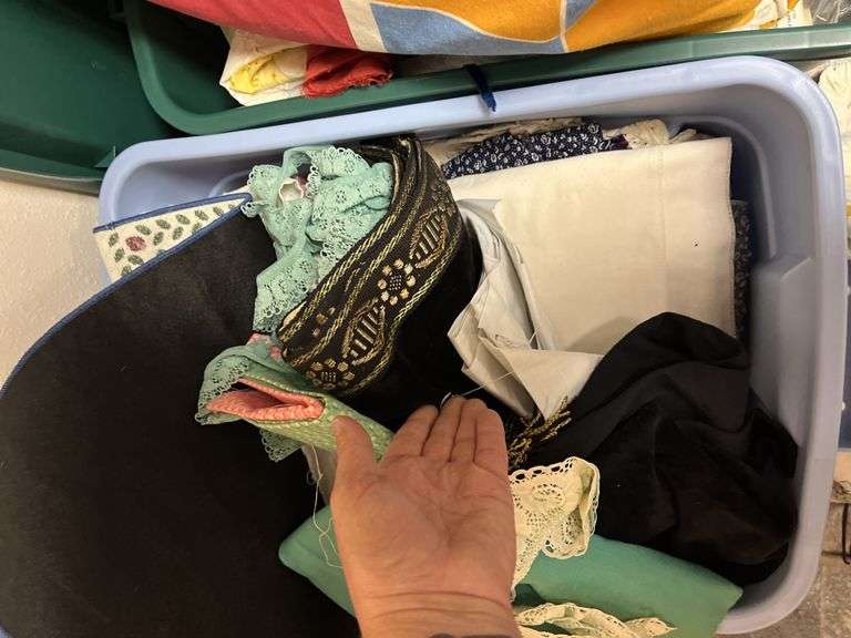 4 large totes of various fabric, LOTS!
