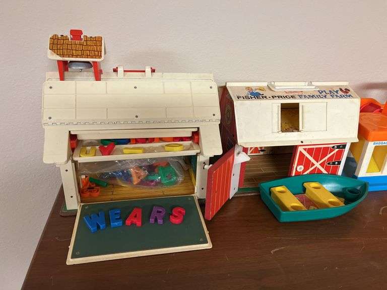 5 Fisher Price toys, NO figures, letters for barn