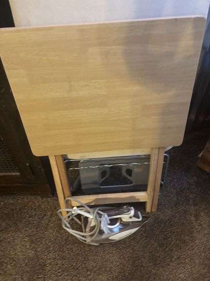 Ironing board, large iron and tv tray