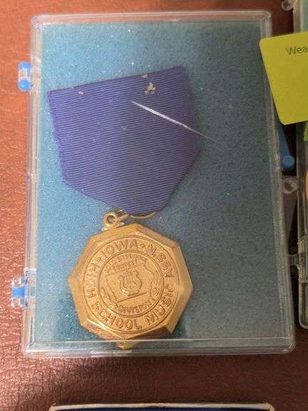 DeKalb, IA high school music association and Hoover trail medallions
