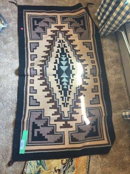 Black and tan toned southwest style rug - smoking home