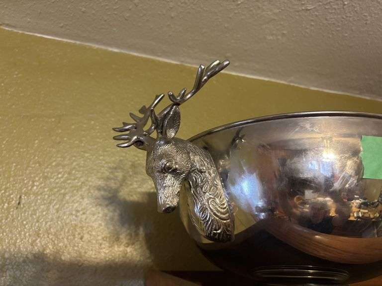 Large punch bowl with elk decorations