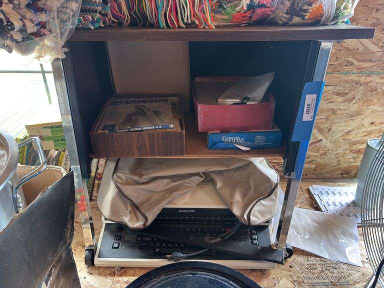 Printer cart, typewriter, copy paper