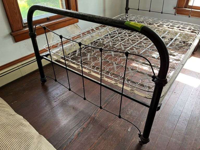 Full size metal bed with headboard and footboard Don’t let the springs deter you from bidding, if you just want the bed you can leave the springs. BLUE LIGHT SPECIAL, this sale only!!