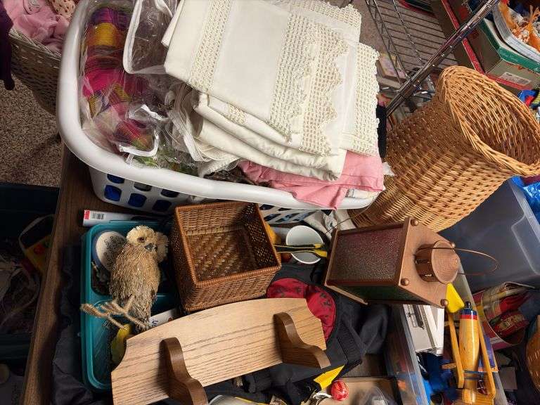 Baskets, sewing hoop, shopping bags etc...