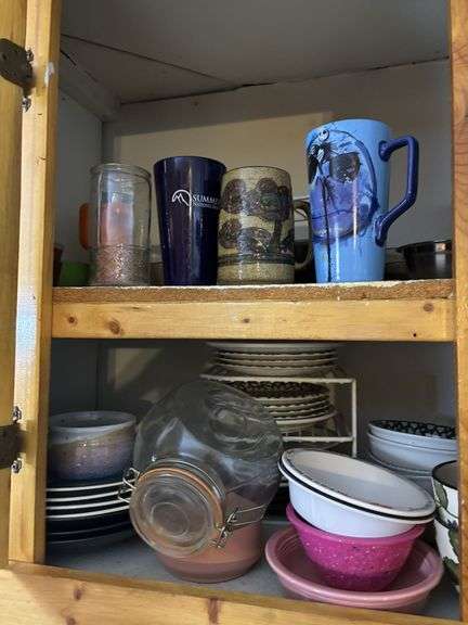 Glasses and cups, some plates and dishware