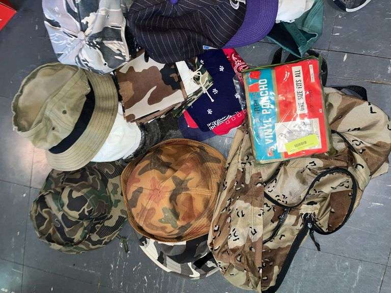 Various hats, many camo