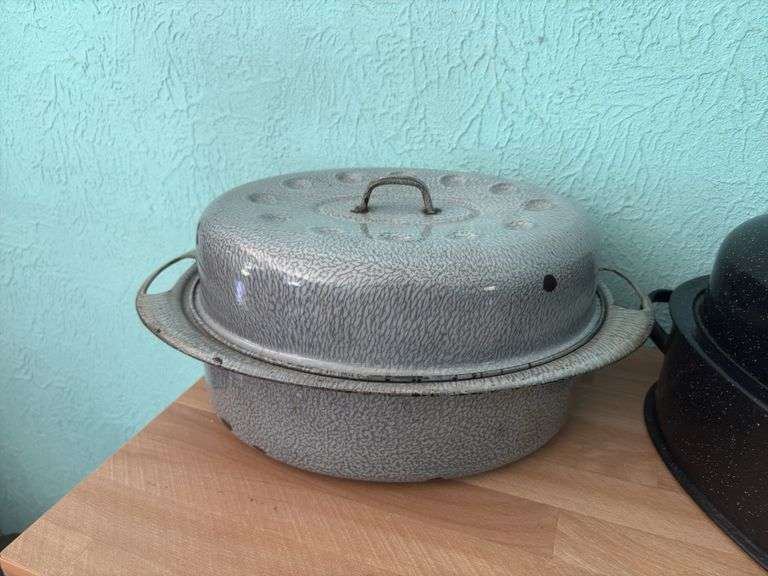 Two Granite ware roasters