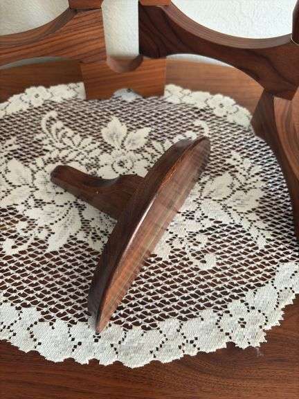 Amana walnut foldable candle holder and small half round shelf