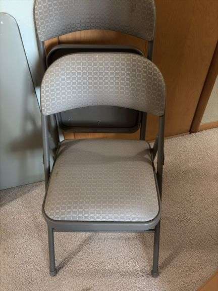 Tan/Grey square card table and 4 chairs
