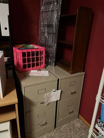 Metal shelf units, ring binder notebooks, shelving cubicals, filing cabinets, bookcase