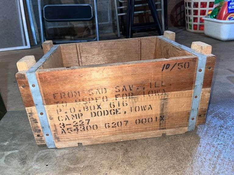 3 metal ammo boxes and 1 wood box