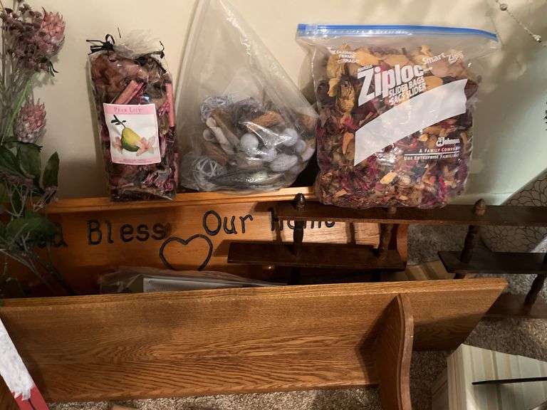 Variety of household decor, clock shelf and more