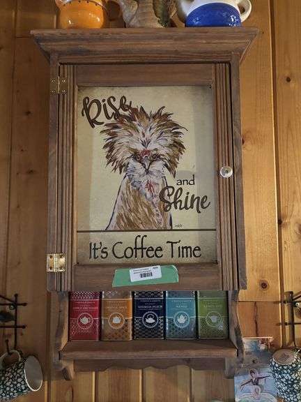 Coffee Time cupboard - coffee cups, spice tins, mugs