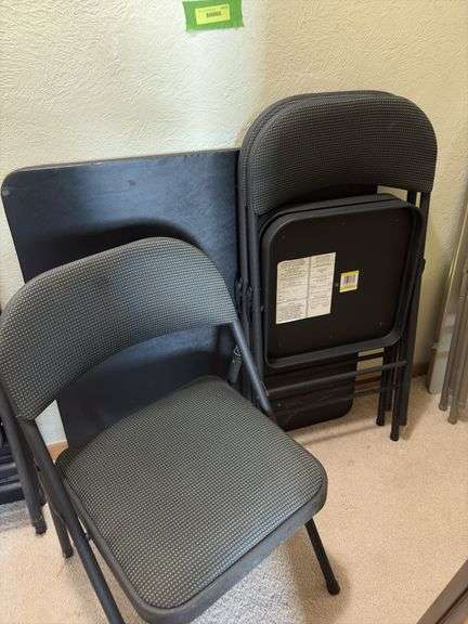 Black sq card table and 3 chairs