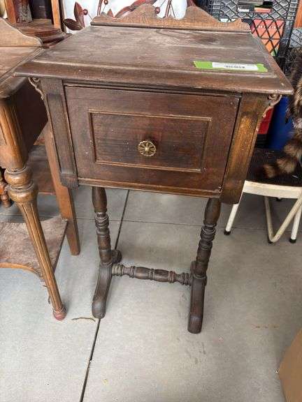 Two antique/vintage phone stands with dovetail drawers