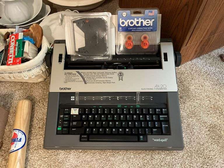 Brother typewriter, file cabinet, home decor items etc...