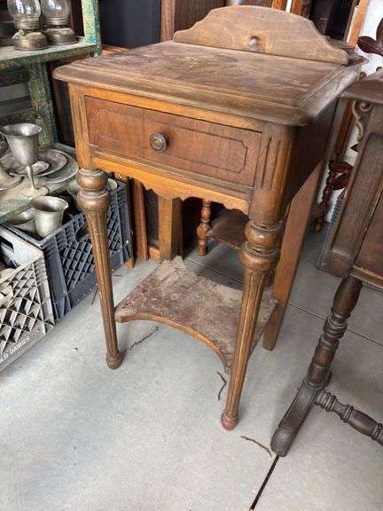 Two antique/vintage phone stands with dovetail drawers