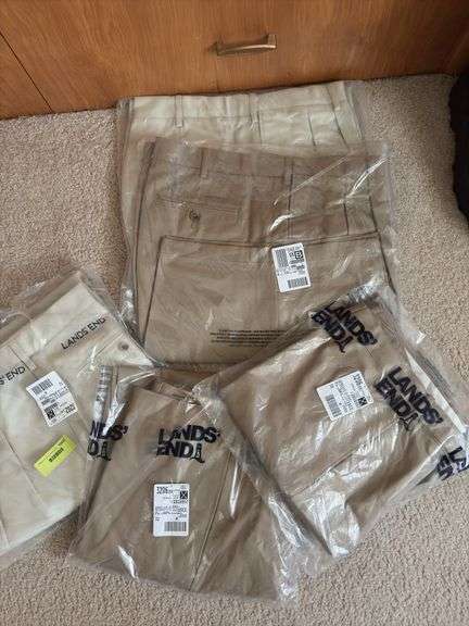 3 pr new Lands End Khaki slacks 42 x 32, 2 pr new Lands End Khaki shorts 42