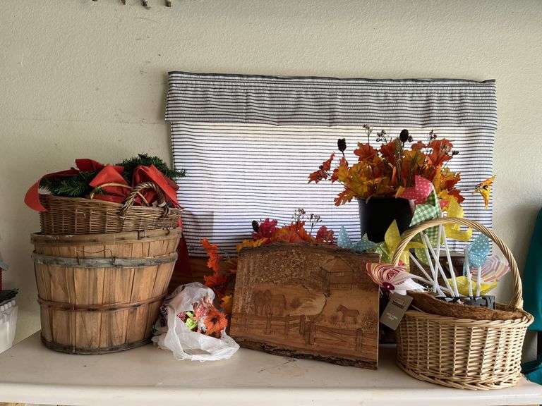 Styrofoam coolers, beverage coolers, bushel baskets, artifical flowers etc...