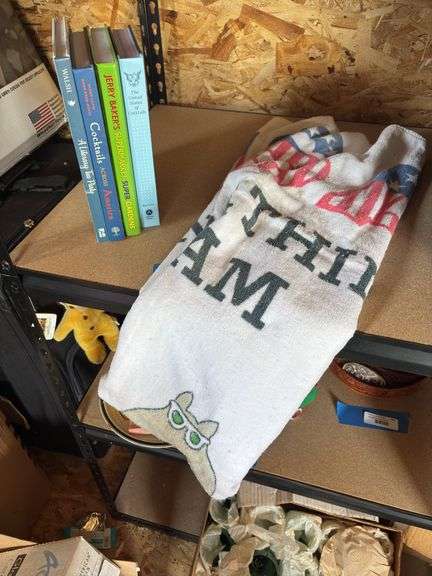 USA political party towel and four cocktail books