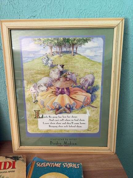 Framed Little Bo Peep, five very old children’s books