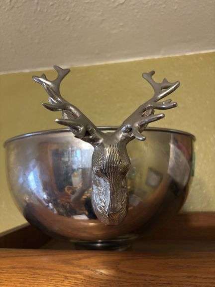 Large punch bowl with elk decorations