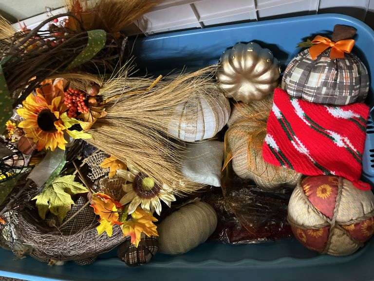 4 large totes of Fall type decor