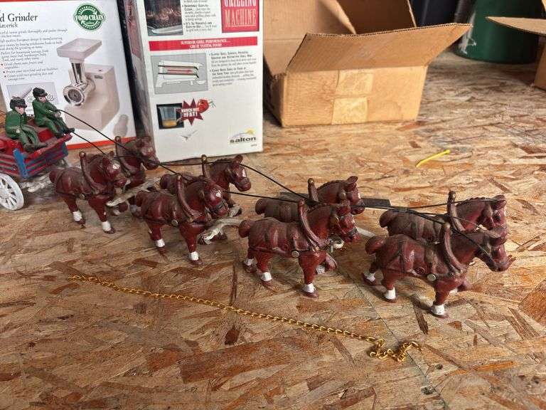 Cast iron barrel cart with 8 horses