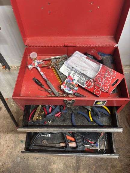 Tiny tool chest with contents