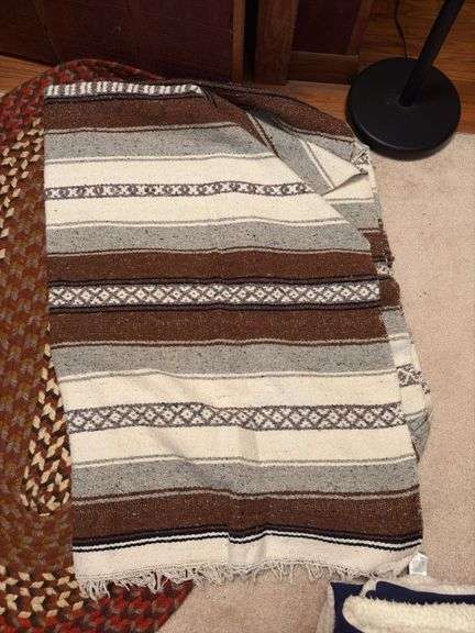 Southwestern style blanket and oval braided rug 28x48