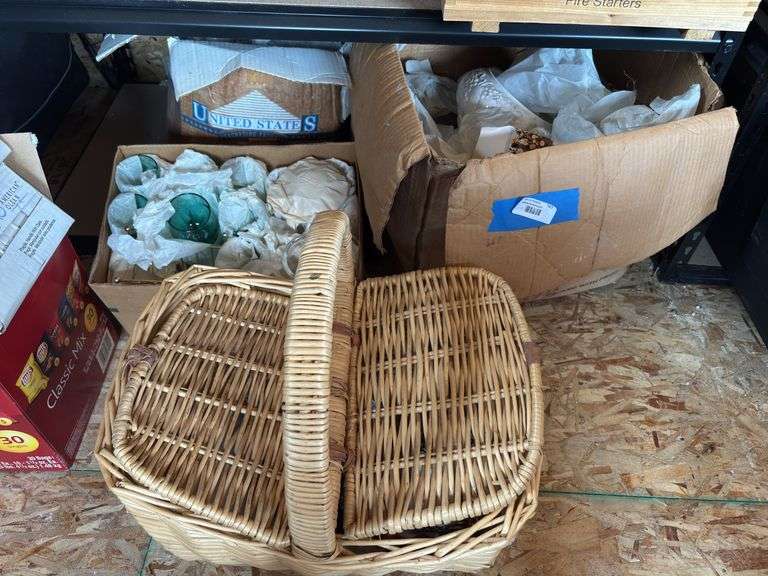 Three surprise boxes of antique and vintage glassware and Avon