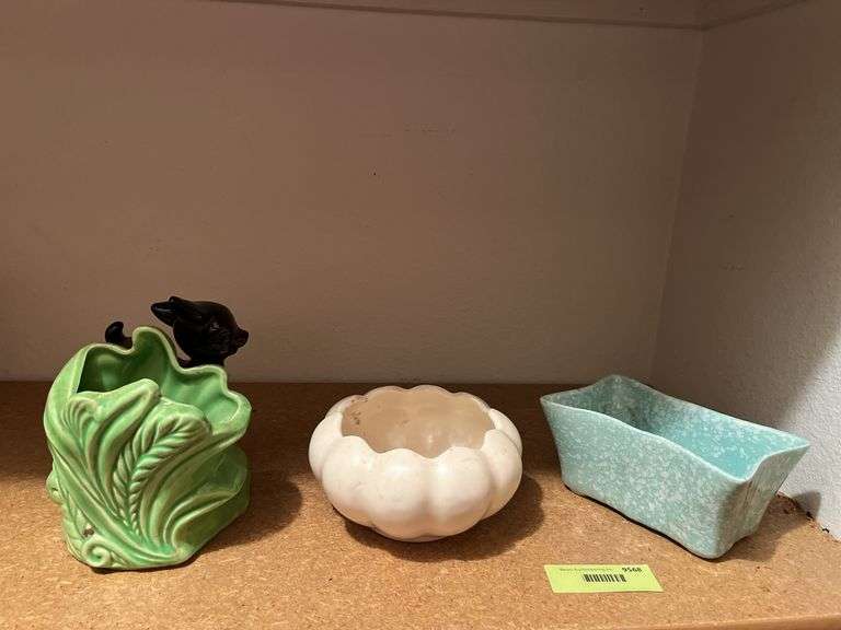 Three pieces of pottery-Shawnee, Red Wing and USA 1001