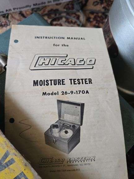 Chicago moisture tester, heat lamp, two metal signs, Farm Master pastuerizer