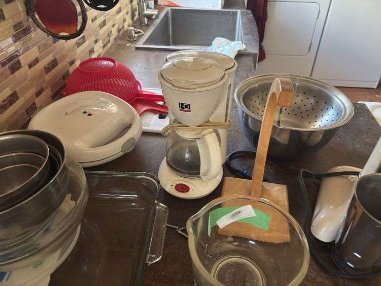 Malt mixer, assorted kitchen, baking items, stainless steel