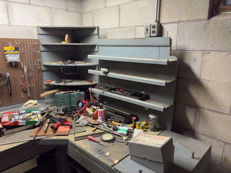 All tools on benchtop EXCLUDING VISE-bits, washers, torch, metal product drawers, torque wrench, etc