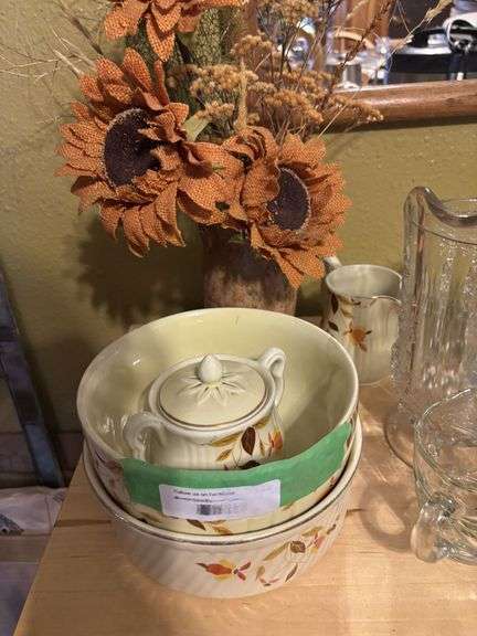Jewel Tea pieces, glass pitches and other glass items, vase