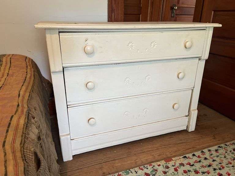 18D x 40L x 30H three drawer dresser, spoon carved drawers