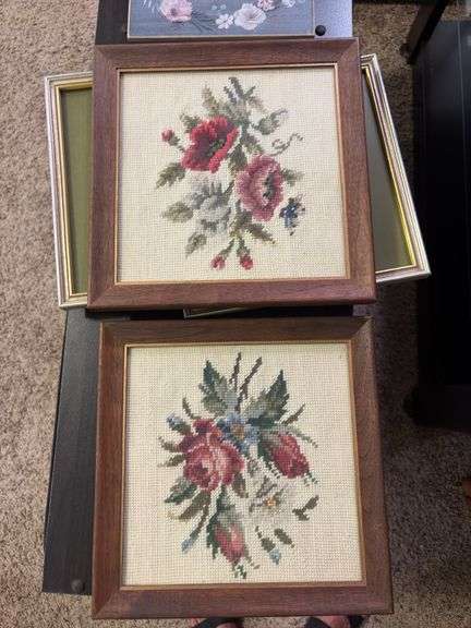 Framed needlework items and verse